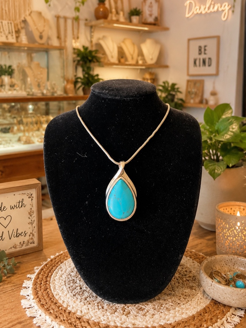 Faux-turquoise & Silver Tone Statement Necklace from Lia Sophia